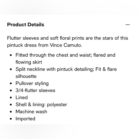 Vince Camuto Plus Size Flutter Sleeve Pintuck Dress Size 1X Navy Floral Print - Picture 9 of 12